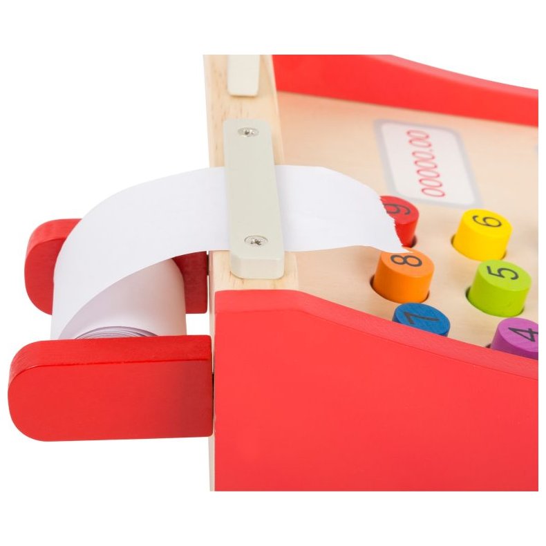 Small foot kasseapparat i tr�-med kassestrimmel 