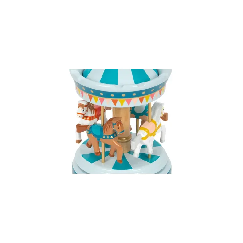 Small Foot musik boks i tr� med karrusel og heste cirkusdesign