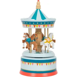 Small Foot musik boks i tr� med karrusel og heste cirkusdesign