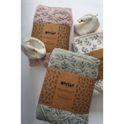 Baby badeslag med  broderet htte-kologisk frotte-Grn