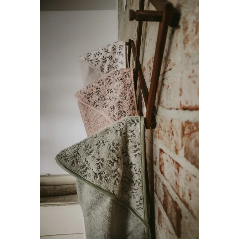 Baby badeslag med  broderet htte-kologisk frotte-Grn