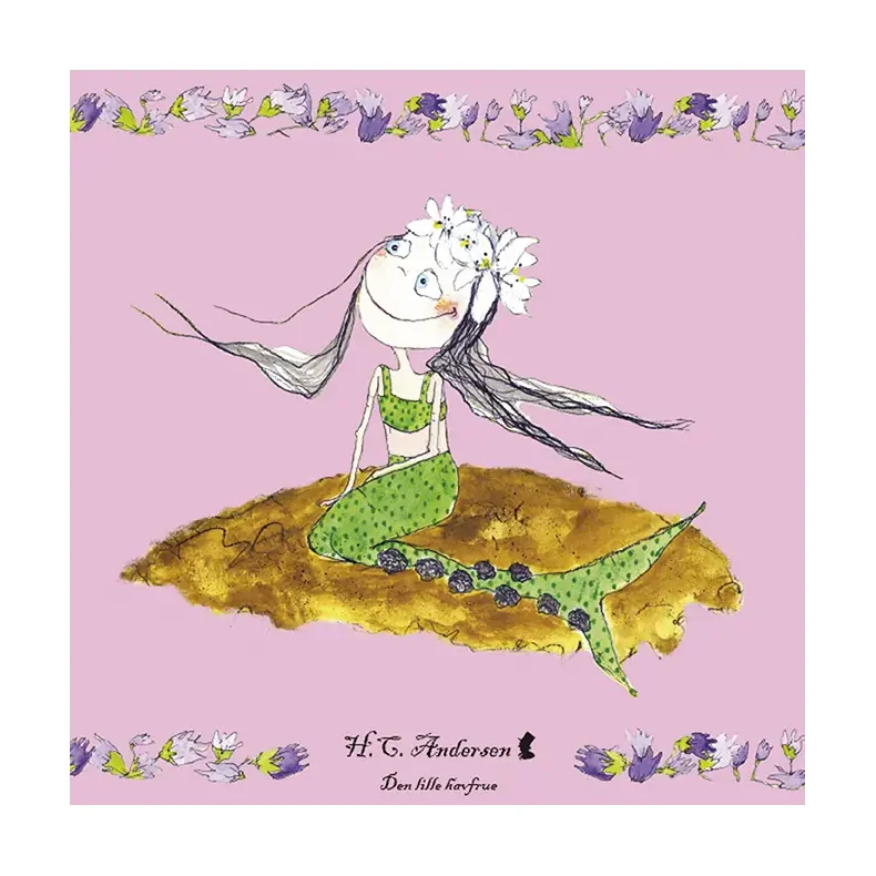 H.C Andersen Dkkeservietter 2-st Pige-Prinsessen og rten og Den Lille Havfrue.