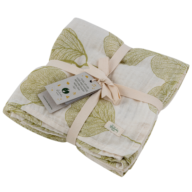 Muslin Swaddle 120x120cm - Lake Green-100 % GOTS-certificeret kologisk bomuld