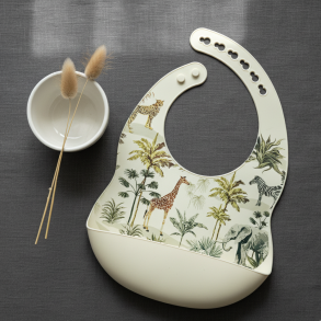  Rammelaartje Silikone hagesmk med jungle motiv-Beige