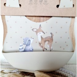 Rammelaartje silikone hagesmk medhjort og vaskebjrn-beige