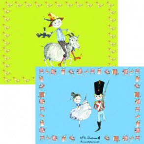 H.C. Andersen Dkkeservietter 2-st Dreng-Klods hans og den standhaftige tinsoldat.