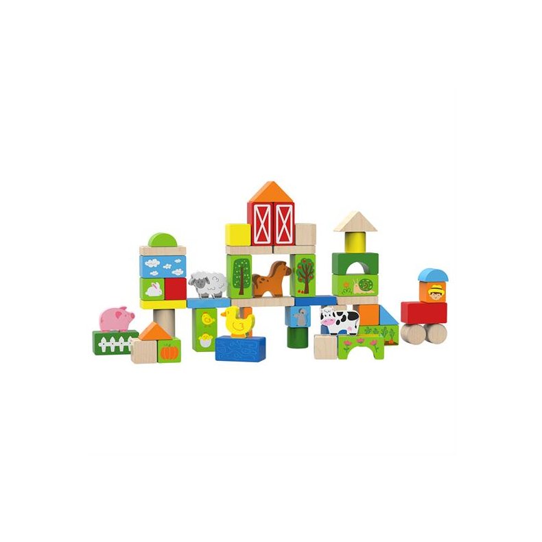 Magni Klodser i opbevaringskasse - Bondegrdstema i strke farver 50 stk