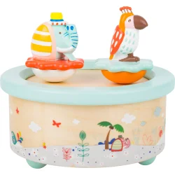 Small Foot musik boks i tr� med papeg�je og elefant