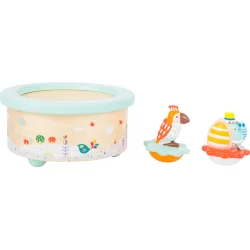 Small Foot musik boks i tr� med papeg�je og elefant